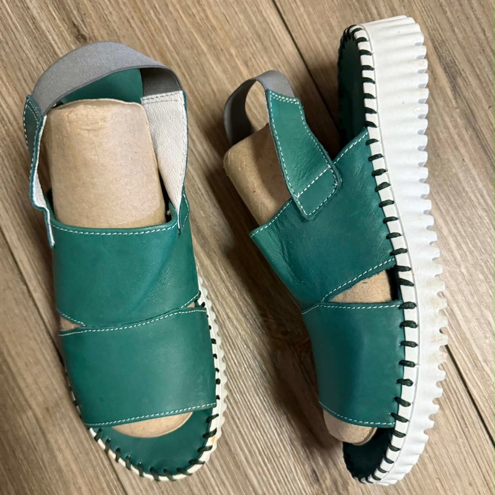 Eric Michael Teal Leather Sandals